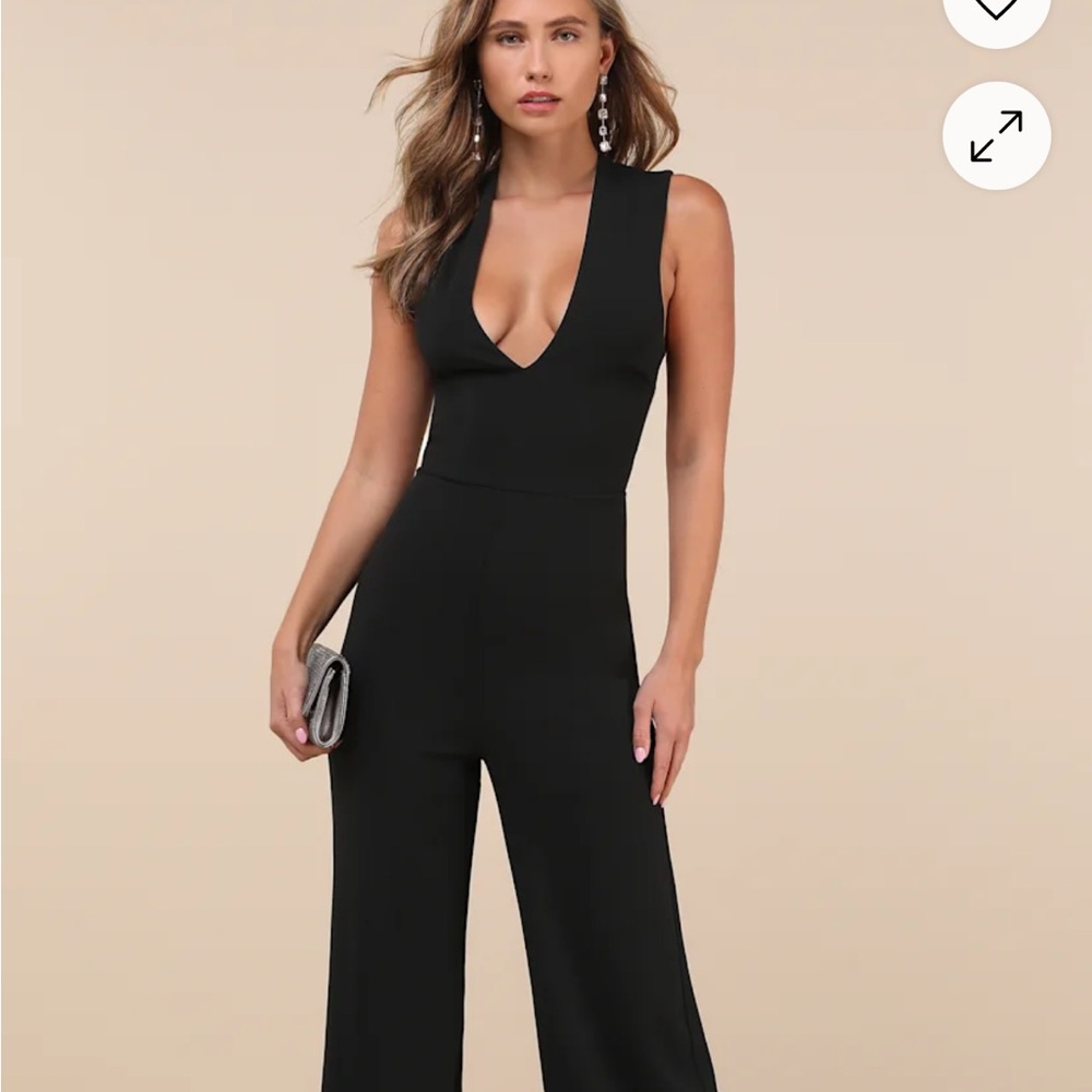 Lulu's Black Jumpsuit with Wide-Leg Palazzo Style